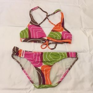 Radio Fiji Pink/Green Geometric Print Bikini Swim